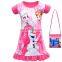 2020 Summer Child Fashion Elsa Short sleeve Party Anna clothe shoulder bag kid Princess Party Cute elsa Dress Casual Girls Dress