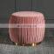 Reatai bedroom furniture high quality velvet fabric luxury ottoman pouf cushion round velvet foot stool ottoman