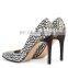 White snake print  pointed court heels shoes women new popular design and fashion high heel sandals