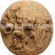 High Polished Lotus Carved Marble Relief Sculpture