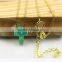Synthetic Kiwi Green Opal Cross Pendant With 18K Plated 925 Sterling Silver Chain Necklace