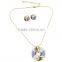 Enamel Floral Brust Necklace earring jewelry set