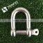 Stainless Steel D Type Shackle With Round Pin