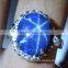 14x11MM Blue Star Sapphire Ring Lab-Created Sterling Silver 92.5 Size 7
