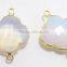 Sterling Silver White Chalcedony Clover Faceted Gemstone Connector