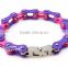 Fashion hip hop bracelet jewelry funky women's 316l stainless steel purple biker chain bracelet