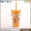 Eco-friendly double layer plastic tumbler clear with straw