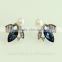 Lovely bee unique design blue crystal pearl metal stud earring