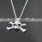 Skull bone pendant rhinestone decorative dots covered surface men skull necklace