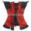 2015 Lace Ruffled Brocade Floral Steampunk Corset Overbust Steel Boned Corset