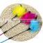 Chi-buy New Interactive Pink Blue Yellow Feather Teaser Cat Toy Free Shipping on order 49usd