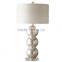 luxury gold cylinder base glass table lamp with beads decor and cylinder fabric shade for home decor