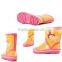 yellow and pink print kitty picture new style rubber water shoes for girls