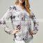 Fashion V-neck chiffon blouse woman printed chiffon tops