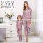 Europe Size Crimson Lake Flowers Slim Fit Pyjamas Mother Daughter Dress Clothes