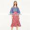 2017 OEM Spring Cute Pleated Vertical Stripes Off Shoulder Blouse