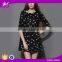 2016 Guangzhou Shandao Latest Design Printed Long Sleeve Bodycon Black Ladies Formal Patterns Dress