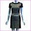 new design lace shoulder geometric patterns front dress
