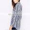 China Wholesale Custom 97% Polyester, 3% Elastane Women Mixed Stripe Long Shirt