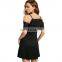 OEM Black Lace Panel Cami Dress Spaghetti Strap Patchwork A Line Mini Cocktail Dress