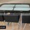 Modern Glass Dinning Tables and pu 6 Chairs Set