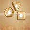 Modern simple geometry restaurant hanging light Nordic woodiness chandelier