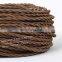 2/3 Core Brown - Vintage BRAIDED TWISTED WOVEN SILK FABRIC LAMP FLEXIBLE CABLE WIRE CORD LIGHT