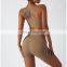 Fashion New Eco-friendly Recycled Fabric Bra Two Piece Yoga Suit Set Fitness Workout Sports Clothing Ladies Gym Wear Short Set
