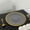 Luxury 13 Inch Round Transparent Plastic Gold Rim Decorative Presentation Charger Plate For Wedding Event