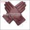 2016 ladies simple style wine red cheap leather gloves