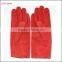 Basic and classic ladies Red sheep suede gloves with black button