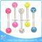 Custom-made stainless steel colorful cheap wholesale double ball tongue piercing