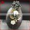 Fashion spring feeling wire wrap natural stone oval onyx agate slice & shell flower crystal beads brooch or pendant jewelry
