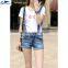 Womens ladys Jeans Shorts Hot Pants Suspenders Overalls Denim Lovely Zipper Side