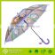 Small MOQ Wholesale straight umbrellas with cute cartoon design POE canopy