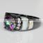 Custom Wholesale Opal Inlay Black Gold Ring 925 Sterling Silver Rainbow Mystic Topaz Ring                        
                                                Quality Choice