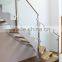 bespoke interior steel L shape stairs with teak steps glass railings