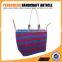 High quality stripes paper straw crochet tote handbag