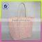 tote bags with paper straw shoulder bags pink color hot sale cotton handle