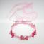 Beatiful pink flower crown with silk ribbon hair accessories for children                        
                                                                                Supplier's Choice