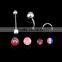 3 Pieces Body Piercing suit Match 4 Balls includes Nose Piercing/Labret/Belly Button Naval Ring