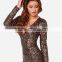 2015 Top Selling Products WomenSexy Free Prom Sequin Dress Elegant Sequin Dress With Deep V Neck Front                        
                                                Quality Choice