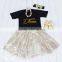 girls sparkle shirt and tutu skirt set wholesale baby clothes