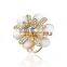 Elegant Opal Flower Crystal Rhinestone Costume Scarf Brooch Clasp For Lady