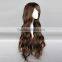 Synthetic Dark Brown Long straight kinky Wavy wig N427