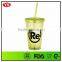 Customized 450 ml Plastic double wall polycarbonate tumbler with straw