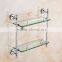 80100 bathroom shelf Contracted silver Double glass shelf hotel use 3c proved