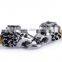 Genuine Polished Stingray Skin Leather Magnetic Bracelet Yellow with Silver plated lion head, men's bracelet
