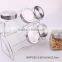 6pcs Clear Square Glass Jar Set in a Silver Rack