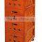 Orange vegetable storage cabinet